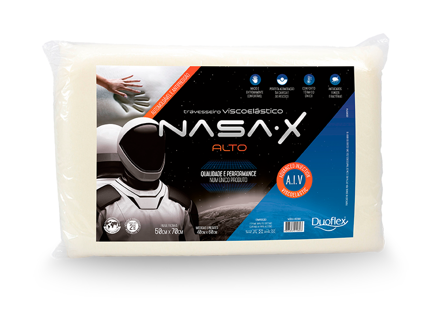 TRAVESSEIRO VISCOELASTICO NASA- X ALTO DUOFLEX