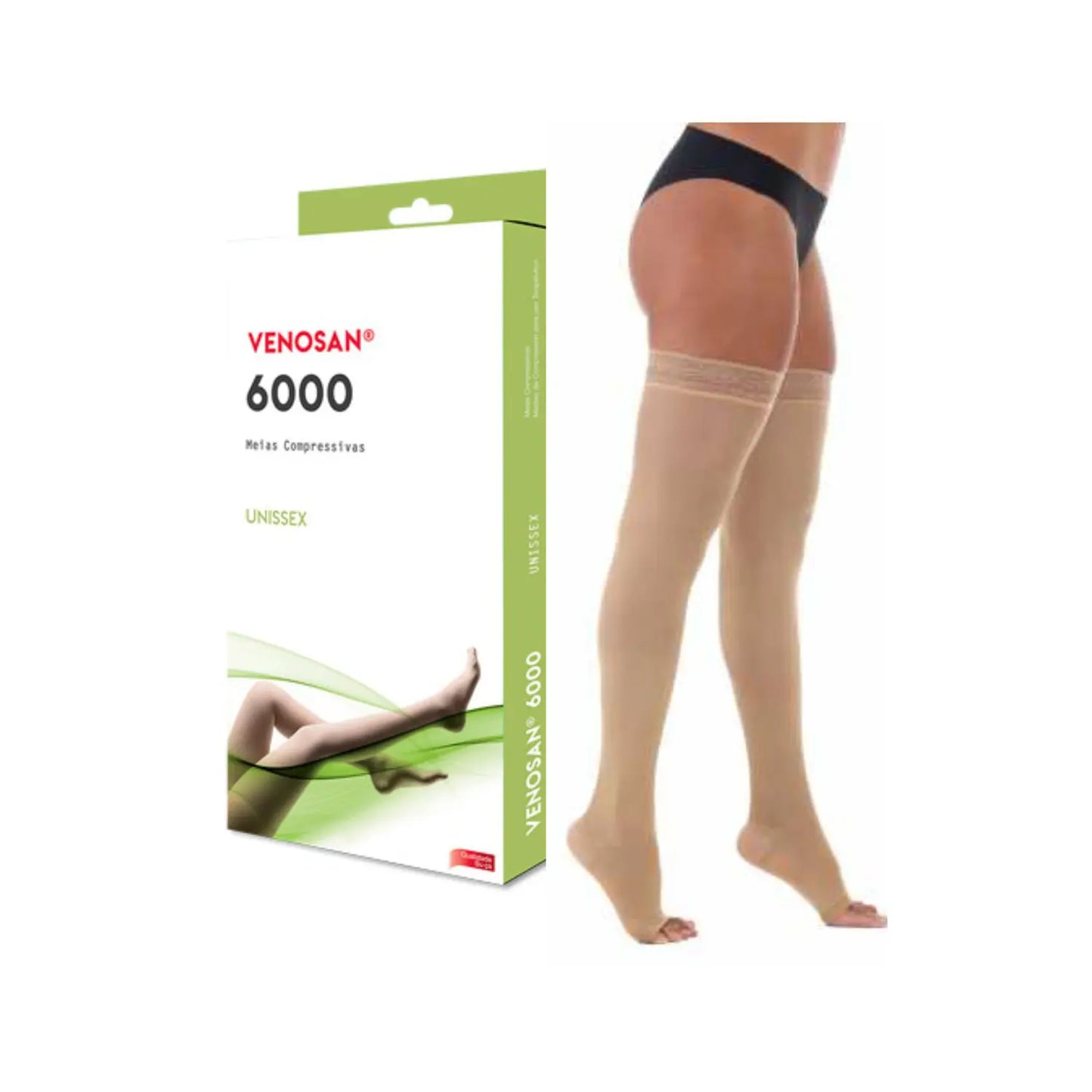 MEIA COXA 20/30 6000 BEGE PÉ ABERTO 7/8