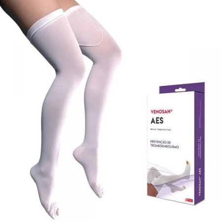 MEIA COXA 18MMG ANTI TROMBO BRANCA ESTÉRIL PÉ ABERTO 7/8
